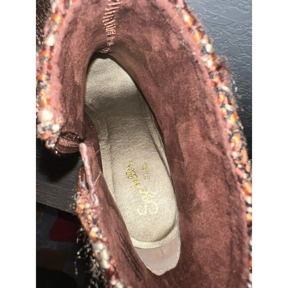 Seychelles Tweed Corduroy Ankle Boots In Whiskey 3" Block Heel Size 7.5 NEW - Picture 7 of 9